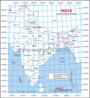 India Latitude and Longitude Map