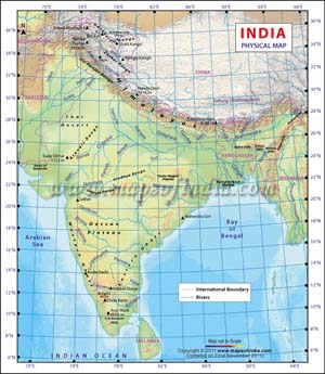 Physical   World on India Physical Map  Physical Map Of India