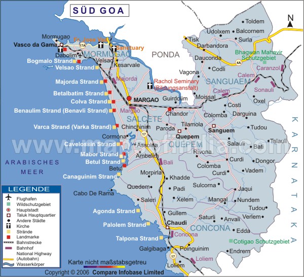 Süd Goa Bezirkskarte
