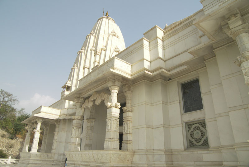 Birla temple is beautifully sculpted in white marble
