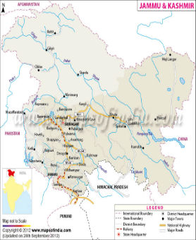 Jammu & Kashmir Location Map