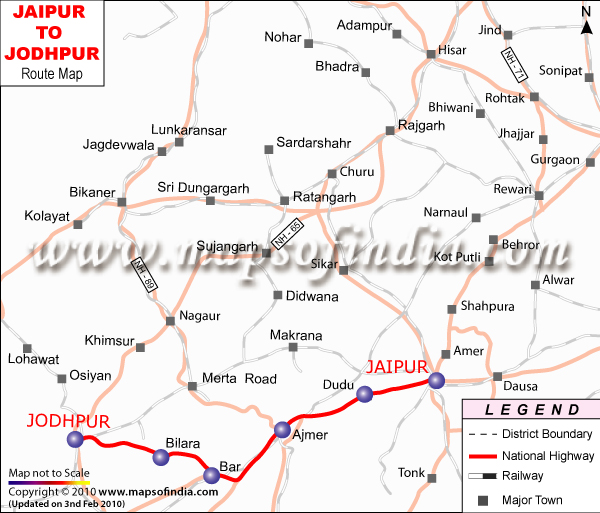 Jaipur to Jodhpur Route Map