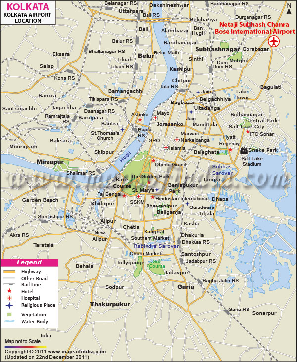 Airport Location Map of Kolkata