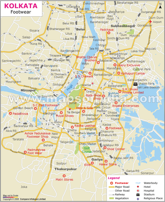 Footwear Showrooms in Kolkata Map