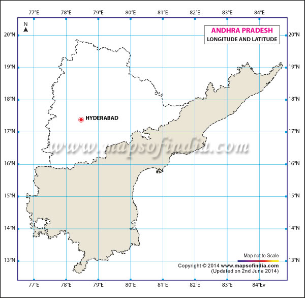 Latitude and Longitude Map of Andhra Pradesh