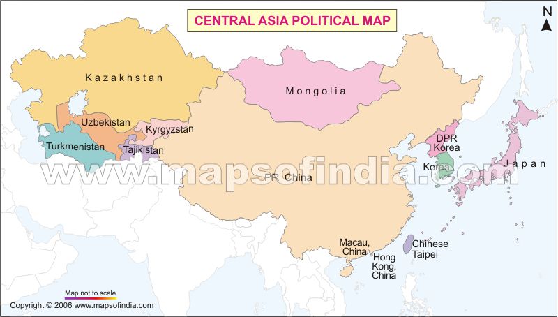 east asia map. Map, Political Map of Central