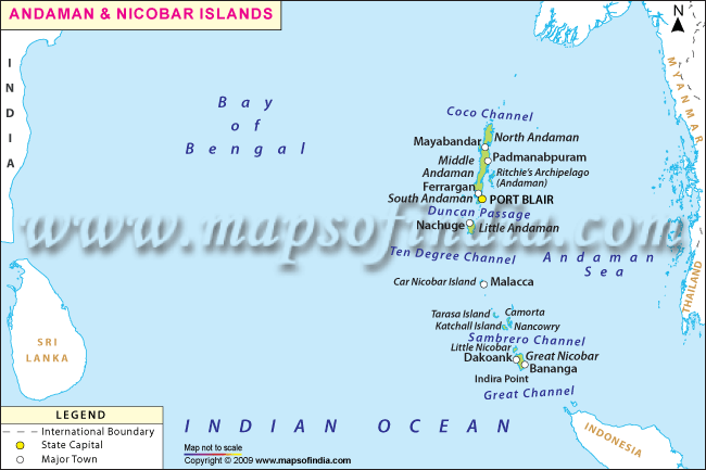 Andaman And Nicobar Islands. Map of Andaman and Nicobar