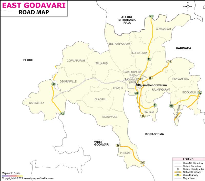 Road Map of East Godavari