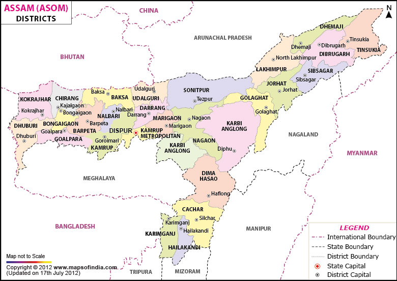 District Map of Assam (Asom)