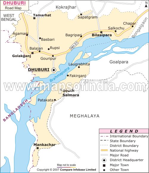 Road Network Map of Dhuburi