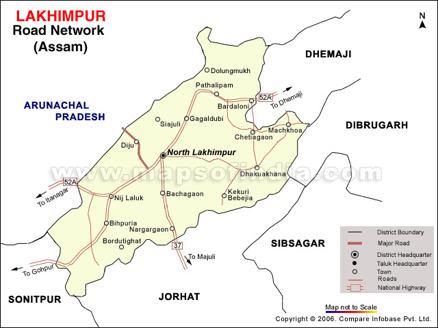 Road Network Map of Lakhimpur