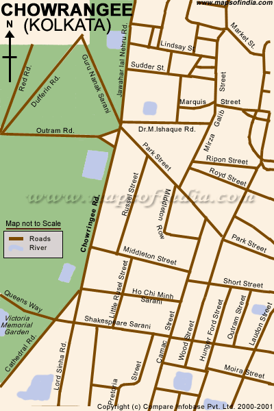 Map of Chowrangee in Calcutta