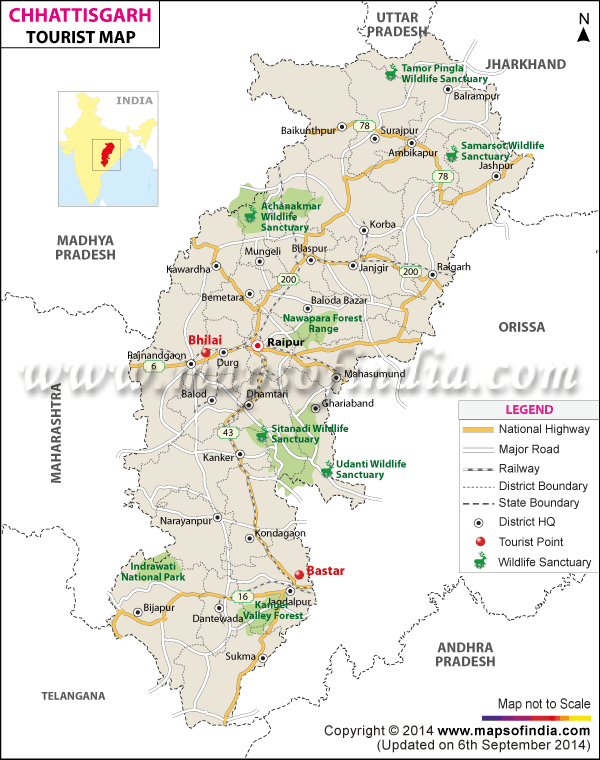 Travel Map of Chhattisgarh