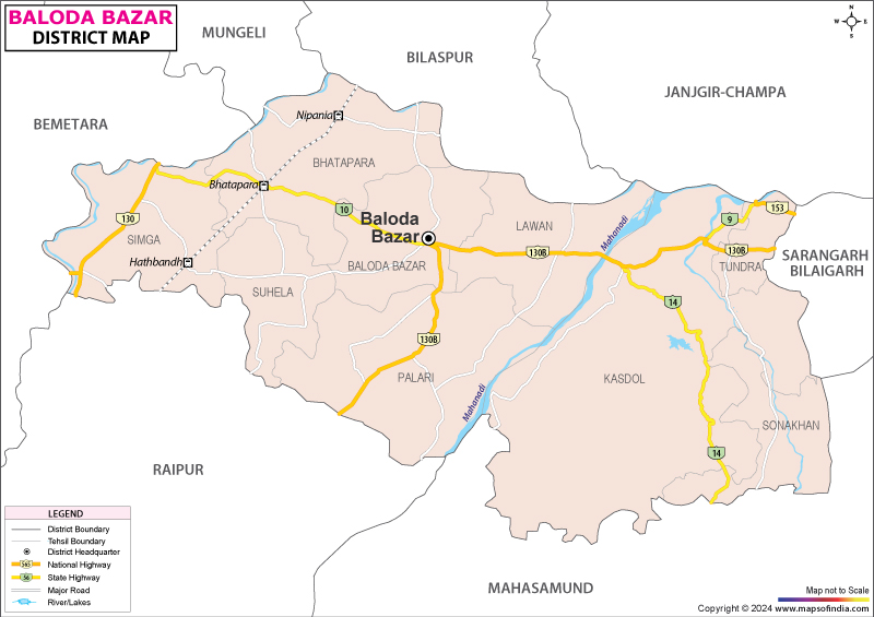 District Map of Baloda Bazar
