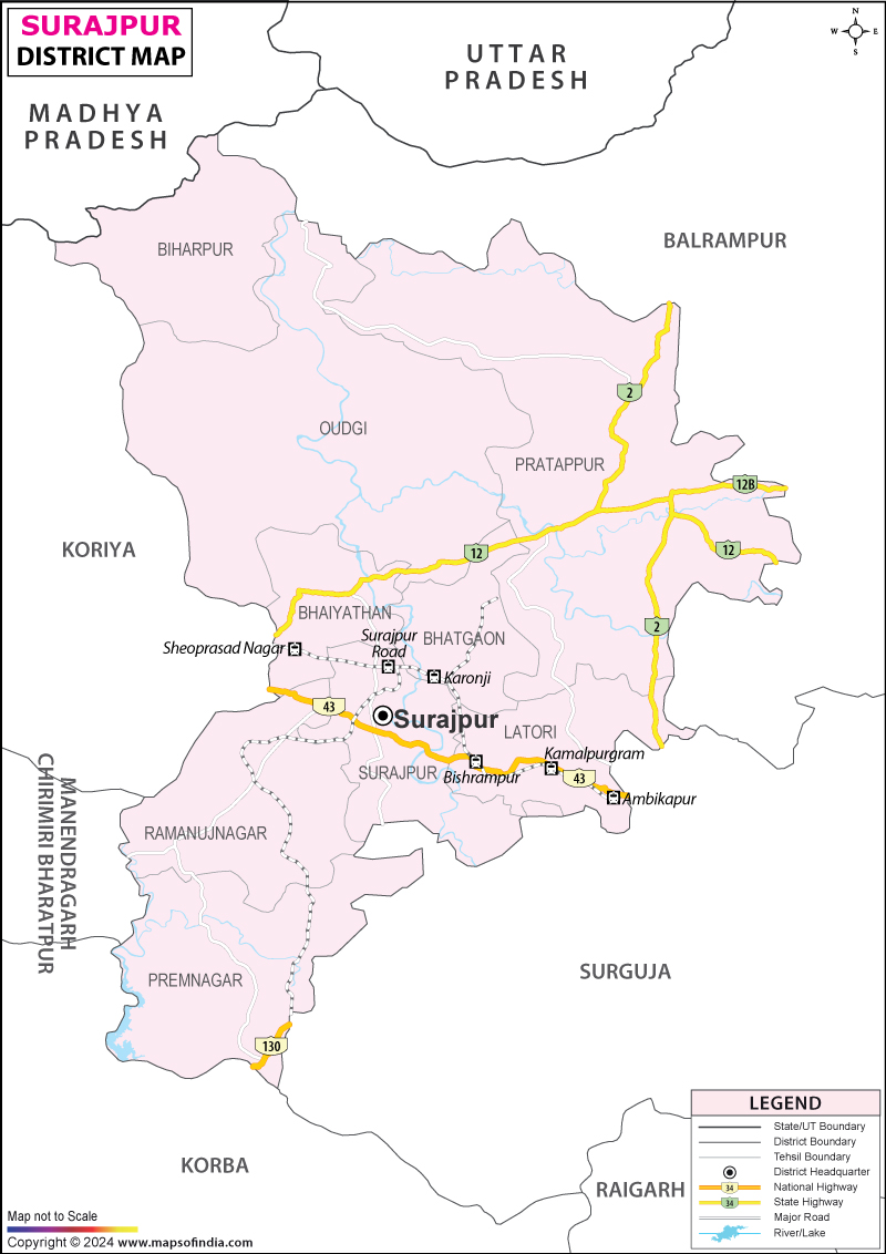 District Map of Surajpur