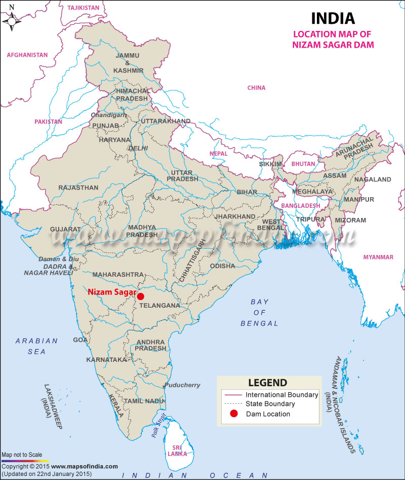 Location of Nizam Sagar Dam