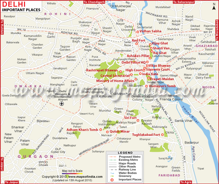 Important Places in Delhi Important Places in Delhi