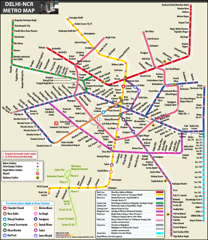 Delhi Metro Map Phase I and II