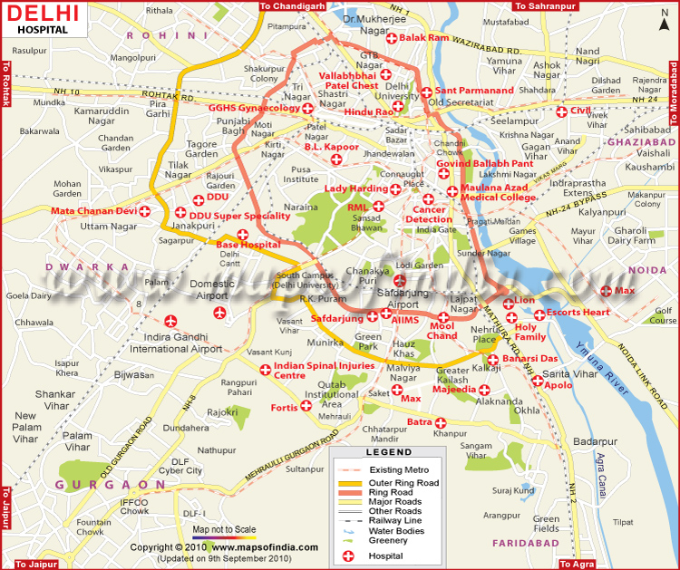 New Delhi Hospitals Map New Delhi Hospitals Map