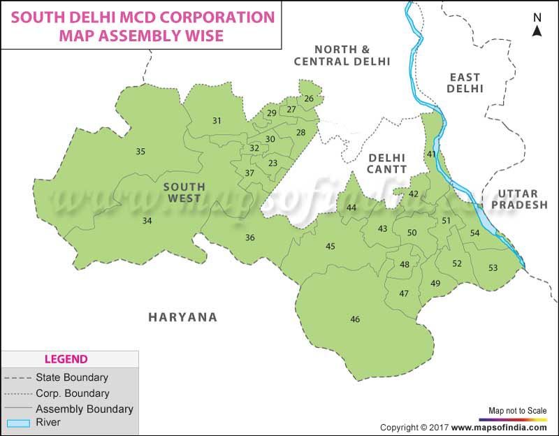 Map of South Delhi MCD Assembly Constituency