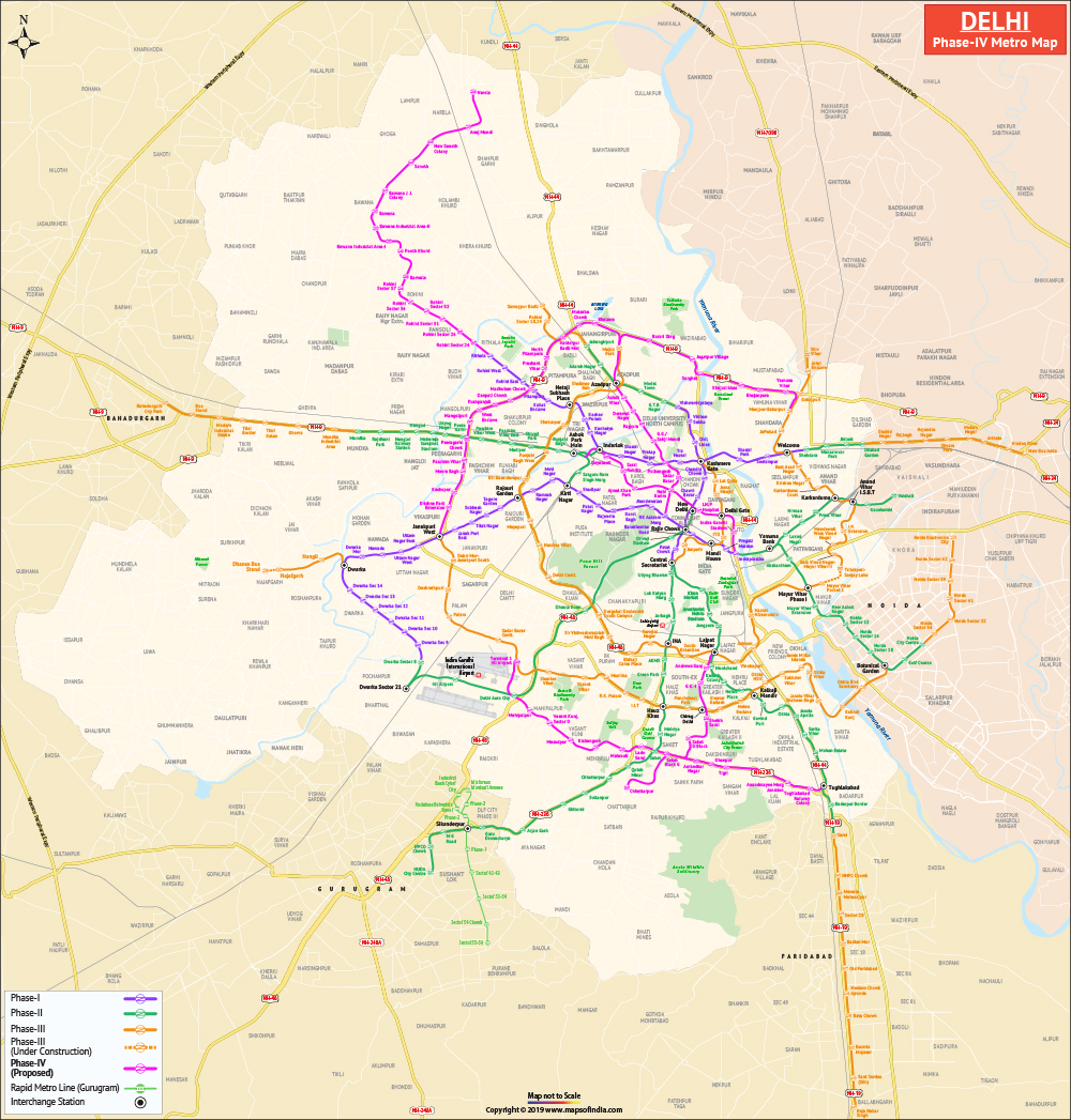 Delhi Metro Phase 4 Line Route Map