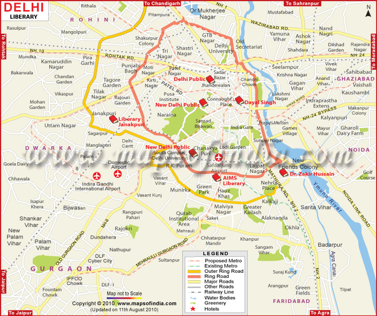 Map of Libraries in New Delhi