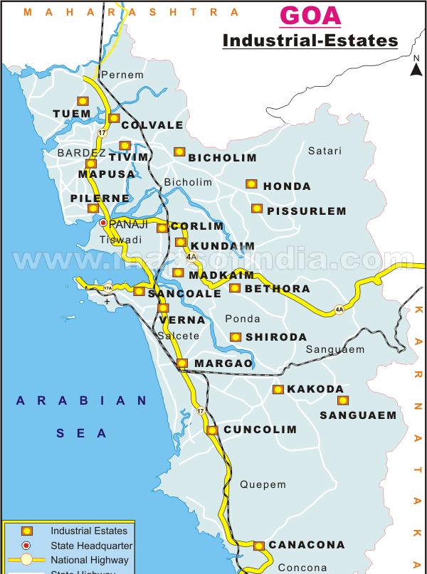 Goa Industrial Estates Map