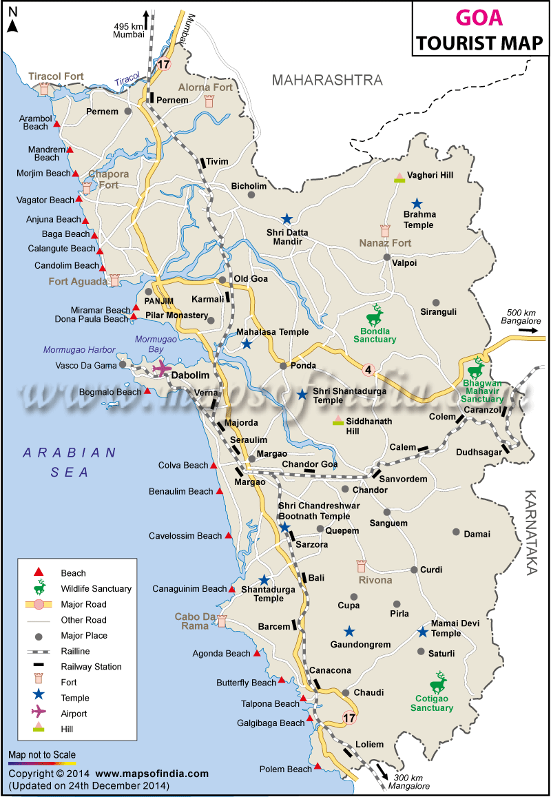 tourist map of goa. Goa Tourist Map