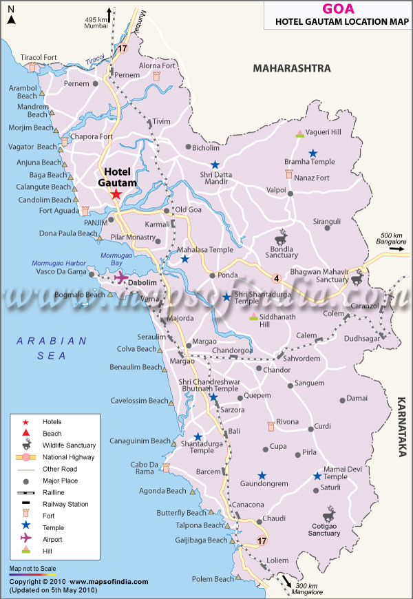 Location Map of Gautam Hotel Goa