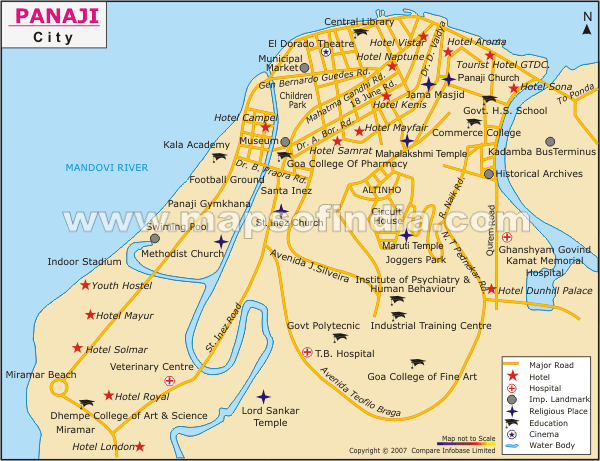 Panjim (Panaji) Travel Map