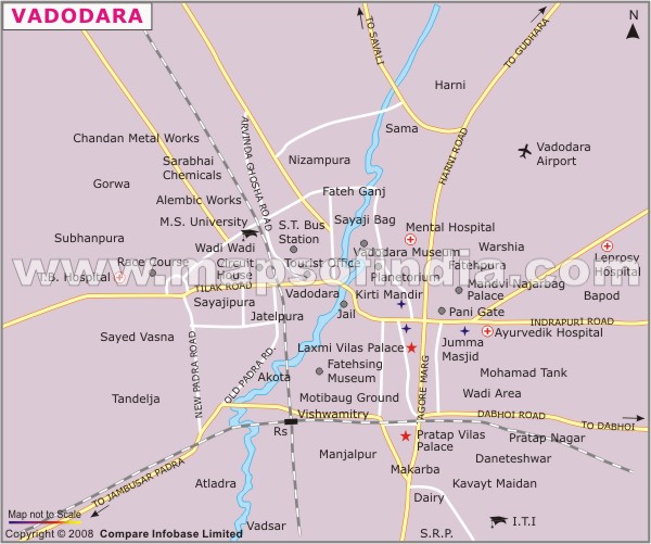 Vadodara Location Map, Where is Vadodara