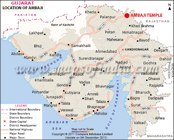 Location Map of Ambaji Temple