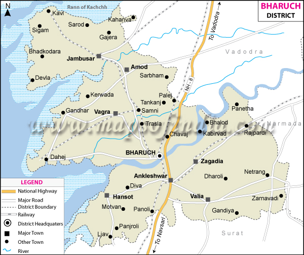 District Map of Bharuch 