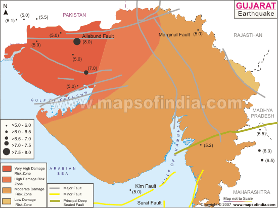 Earthquake Map of Gujarat