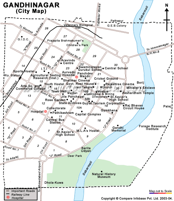 Map Of Gandhi Nagar, Gujarat