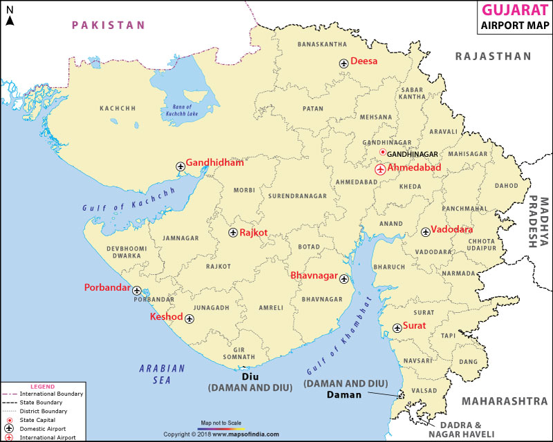 Gujarat Airport Map