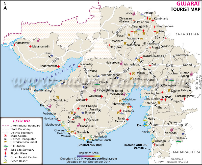 Tourist Map of Gujarat