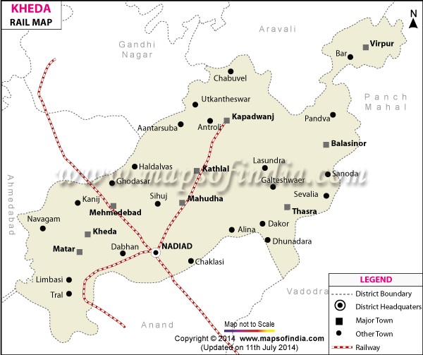Kheda Railway Map