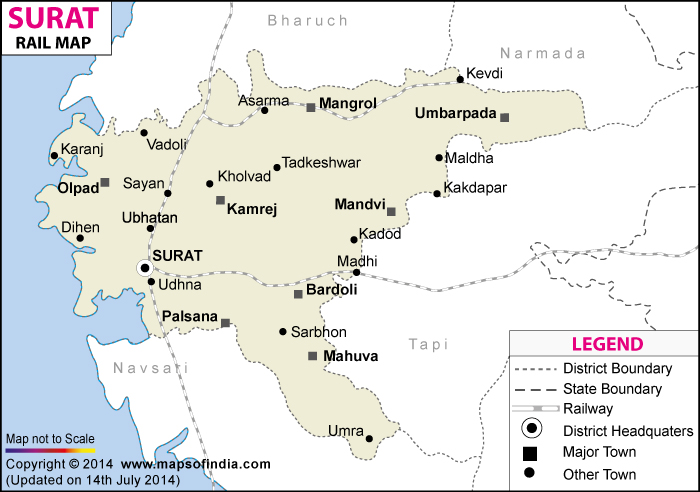 Railway Map of Surat