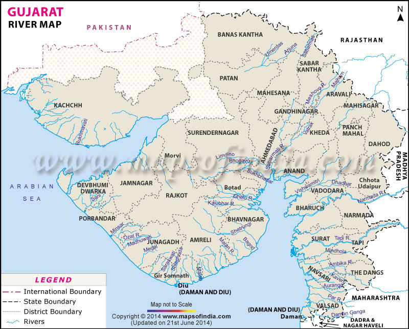 River Map of Gujarat