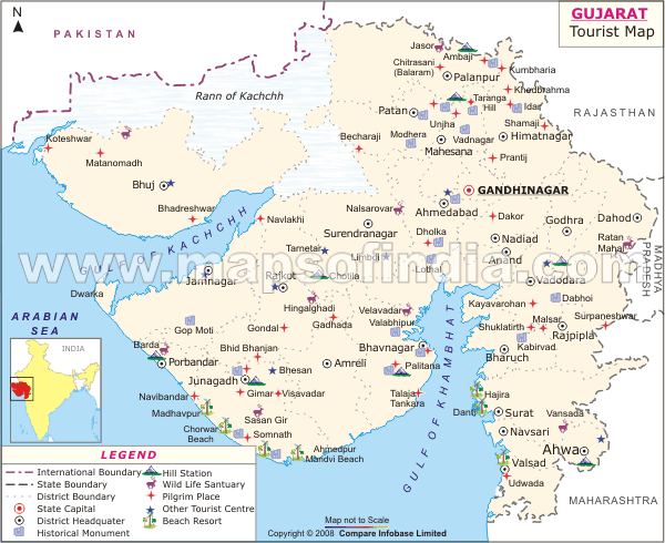 tourist map of goa. Gujarat Travel Map