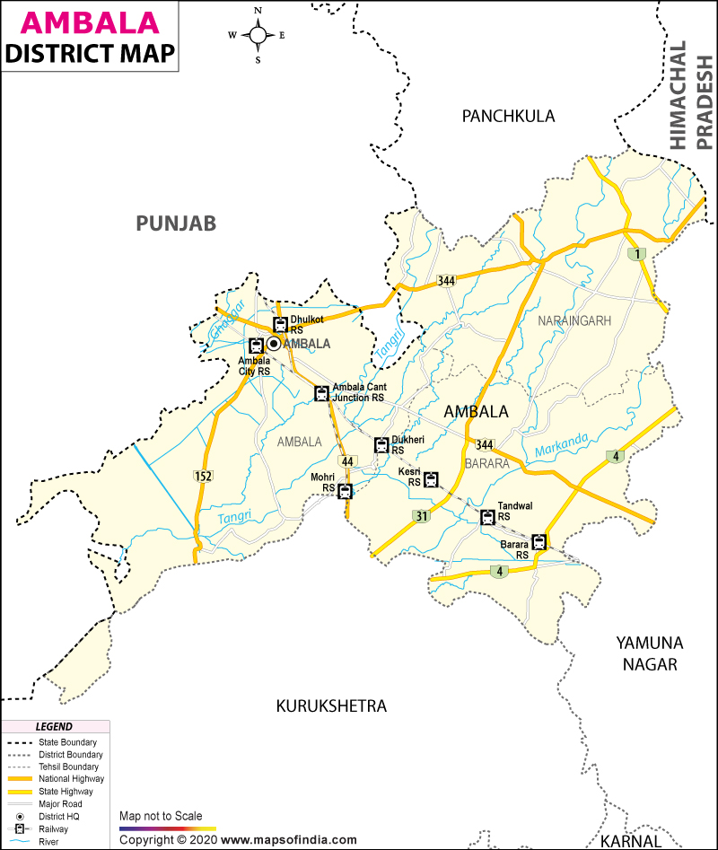 Ambala District Map