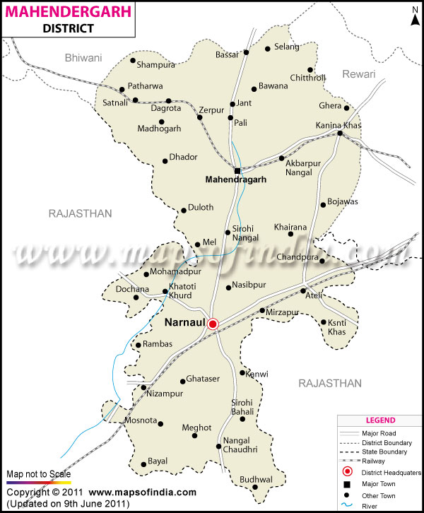 Mahendragarh District Map