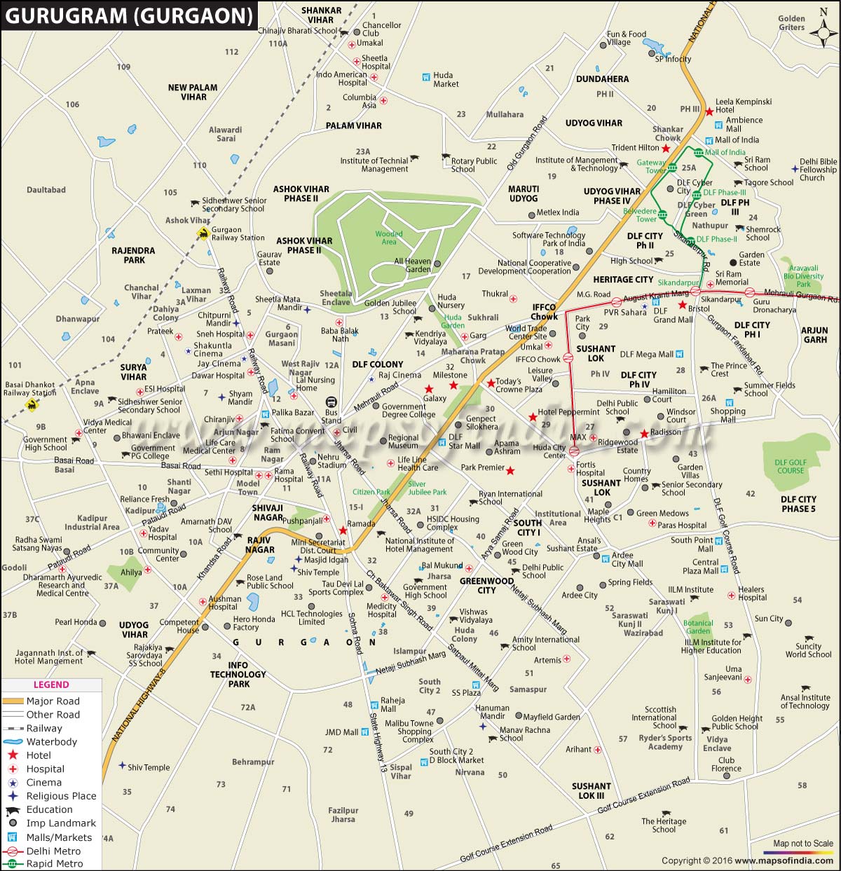 Travel Map of Gurgaon
