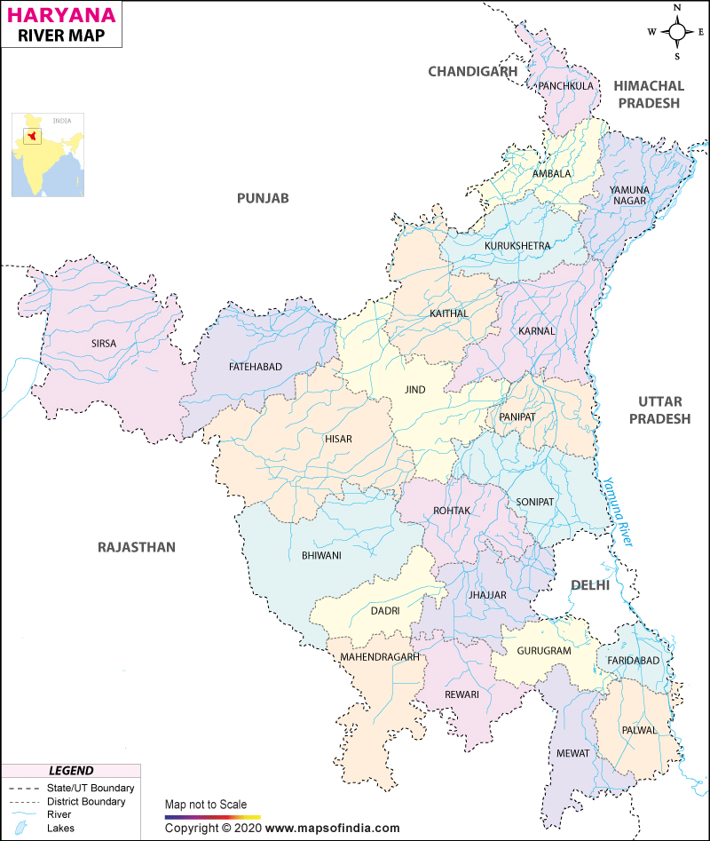 Haryana Rivers Map