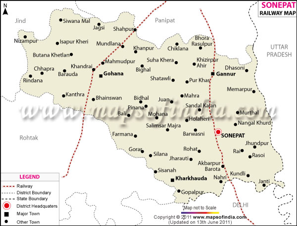 Sonipat Railway Map
