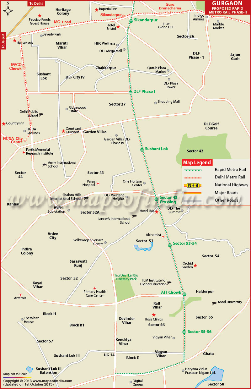 Rapid Metro Gurgaon Phase 2 Proposed Map