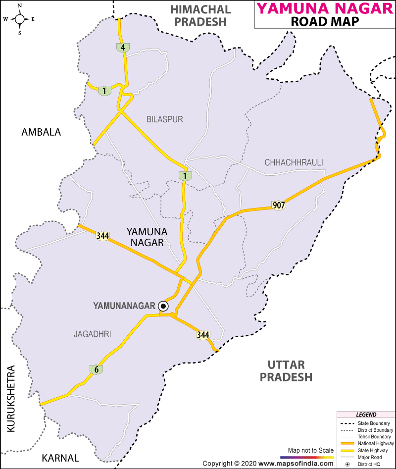 Yamunanagar Road Map