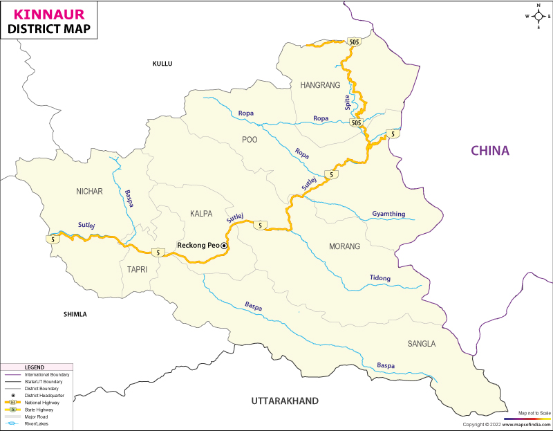District Map of Kinnaur