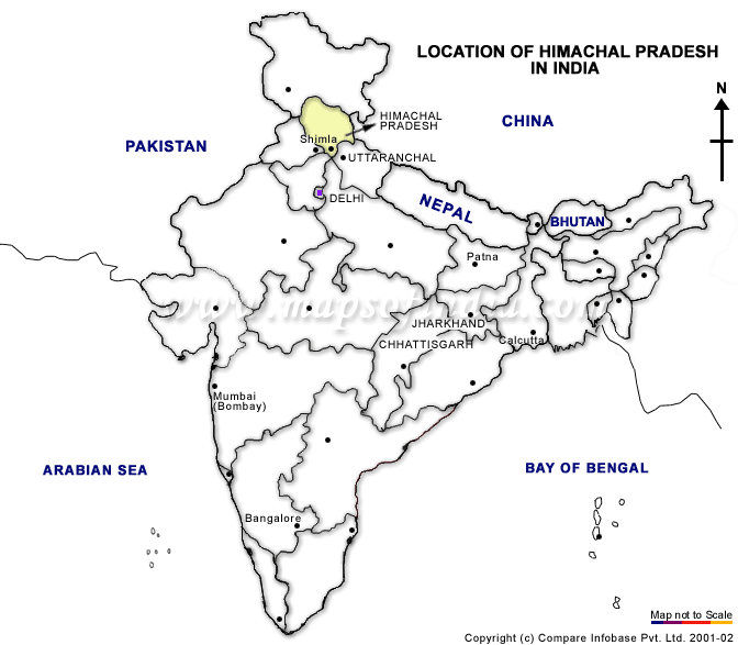 Location Map Of Himahcal Pradesh